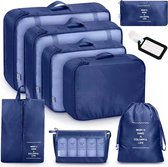 LIXIN Packing Cubes Set 9-Delig - Navy - Kleding Organizer Voor Reis Koffer - Tassen en backpack - Bagage organizers - Geschikt voor Kleding, Schoenen en Make-up - Reistas - Opbergtassen - Opbergzakken - Travel accessoires