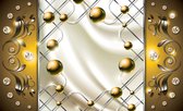 Fotobehang - Vlies Behang - Parels en Edelstenen - Goud - Abstract - 416 x 254 cm