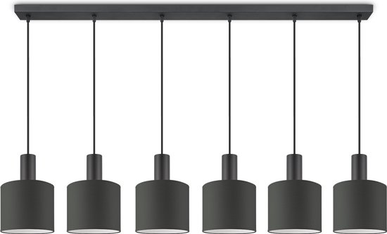 Home Sweet Home hanglamp Bling - verlichtingspendel Xxl Beam 6L inclusief lampenkap 20/20/17cm - pendel lengte 150.5 cm - geschikt voor E27 LED lamp - Pendellamp geschikt voor woonkamer, slaapkamer, keuken - Antraciet