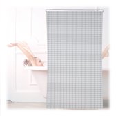 Store enrouleur de douche Relaxdays à carreaux - rideau de salle de bain résistant à l'humidité - PVC - rideau de douche - 140x240cm