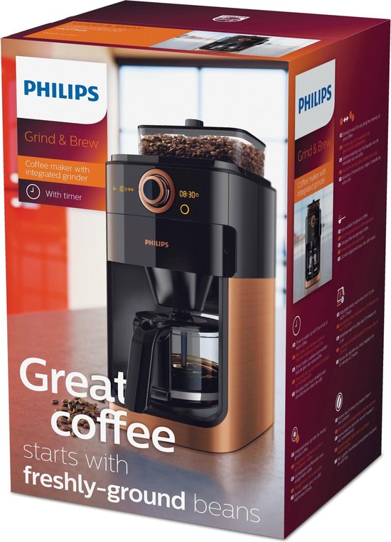 Philips Grind & Brew HD7768/70 - Koffiezetapparaat - Kopermetaal - Philips
