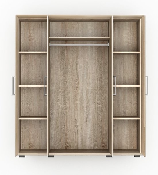 Interiax Armoire ' Mila' 4 portes Sonoma (183x160x52cm)