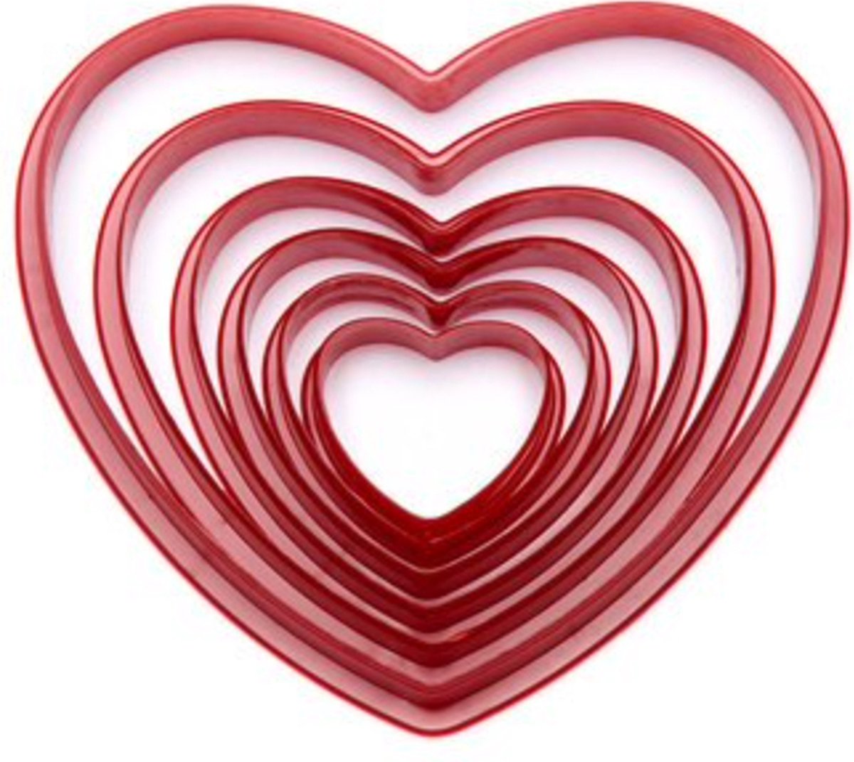 Uitsteekvormen - set van 6 koekjesvormen hart - verschillende afmetingen - plastic - fondant - knutselen