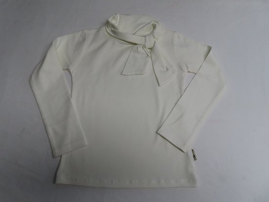 T-Shirt manches longues - Fille - Col châle - Ecru - Uni - 5 ans 110