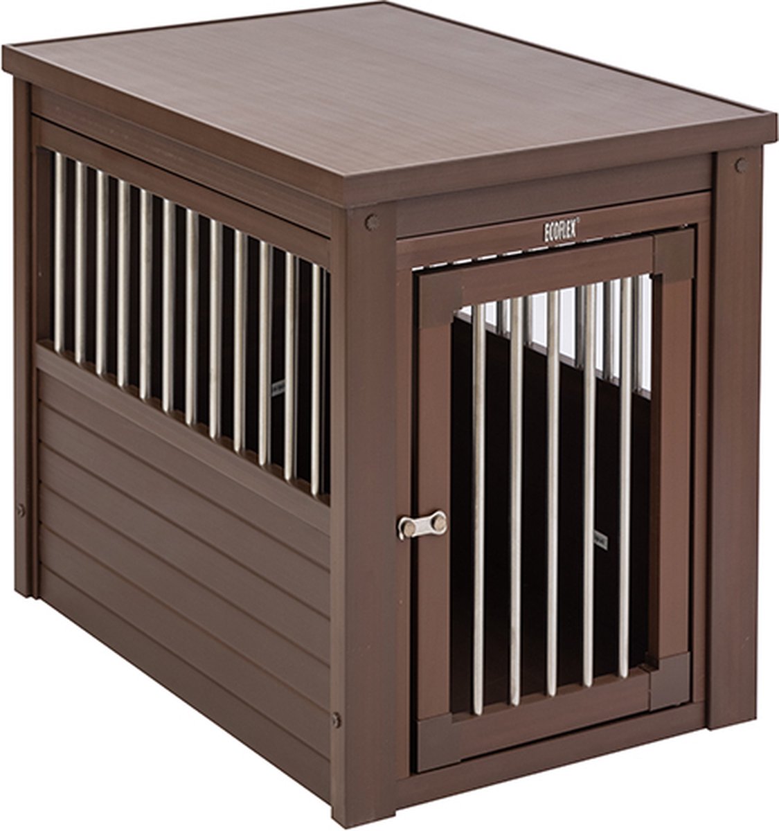 New Age Pet InnPlace™ Hondenbench & bijzettafel - Roestvrijstalen spijlen – Ecoflex - Maat: XL - 108 x 70 x 78 cm, Kleur: Russet