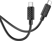 Hoco Oplader Geschikt voor Apple iPhone 15 - Type C Kabel naar Type C (1 Meter) & Stekker (N27) - USB C Snel Lader 20W - Zwart
