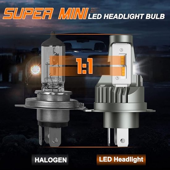 Ampoule H1 LED, 16000LM 6500K Phares pour Voiture et Moto, Ampoules Auto de  Rechange pour Lampes Halogènes et Kit Xenon, 2 Ampoules