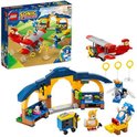 LEGO Sonic 76991 set met doos, werkplaats, rood Tornado-vliegtuig en bijbehorende minifiguren.