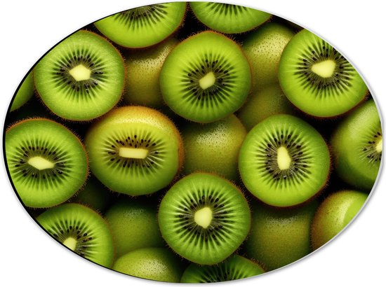 Dibond Ovaal - Eten - Fruit - Kiwi - Groen - 40x30 cm Foto op Ovaal (Met Ophangsysteem)