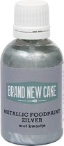 BrandNewCake® Metallic Food Paint met Kwastje 60gr - Zilver - Kleurstof - Eetbare Voedingskleurstof
