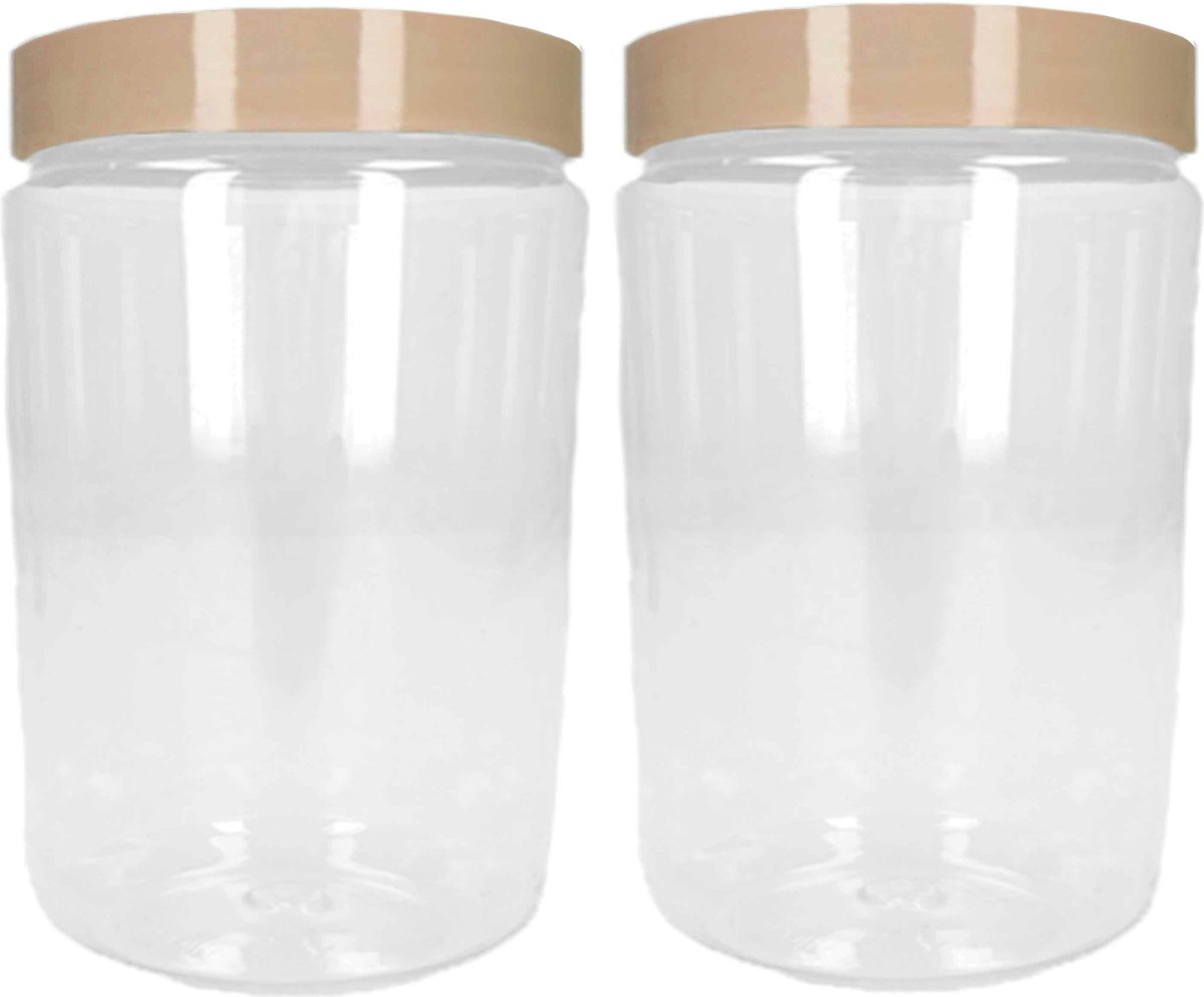 PlasticForte Voorraadpot/bewaarpot - 2x - 1.25L - kunststof - beige - B10 x H20 cm