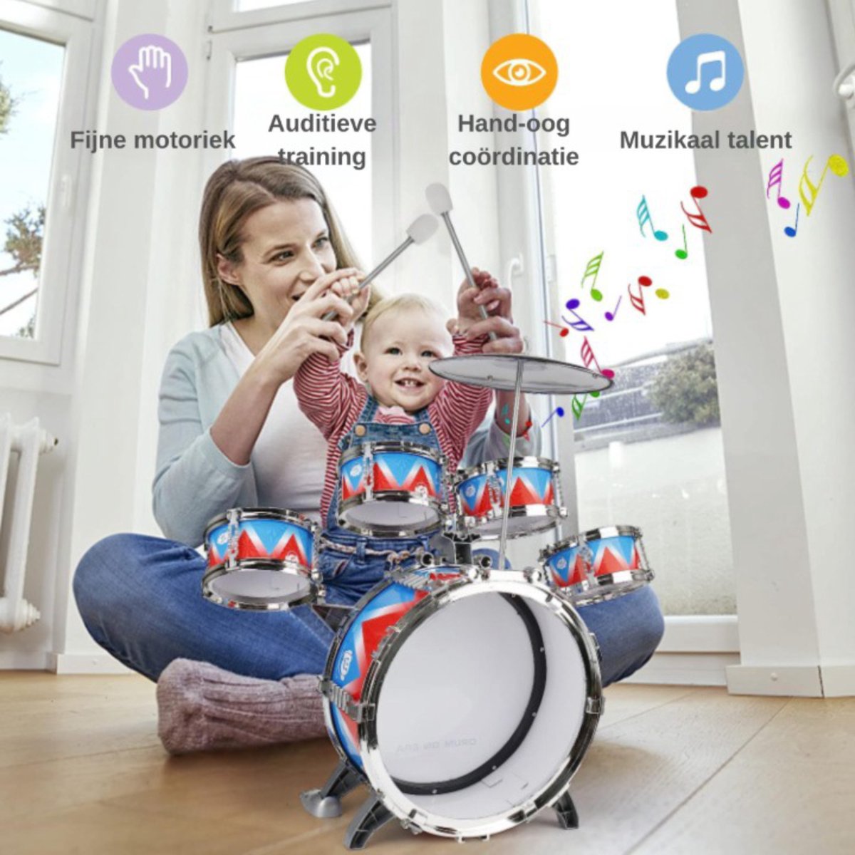 3-delig Kinderdrumstel van , Zwart