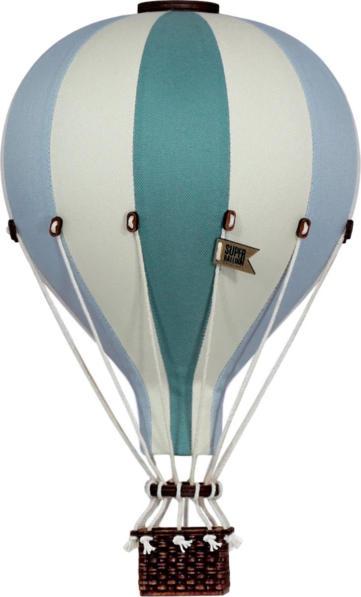 Super Balloon Luchtballon - groen, blauw en ecru