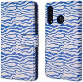 iMoshion Hoesje Geschikt voor Huawei P30 Lite Hoesje Met Pasjeshouder - iMoshion Design Bookcase smartphone - Meerkleurig / White Blue Stripes
