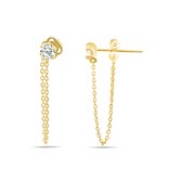 Silventi 9NBSAM-G230206 Boucles d'oreilles pendantes en or avec zircone - Lien d'ancrage - Étoile 3,4 mm - Boucle - Longueur 22,5 mm - 14 carats - Or