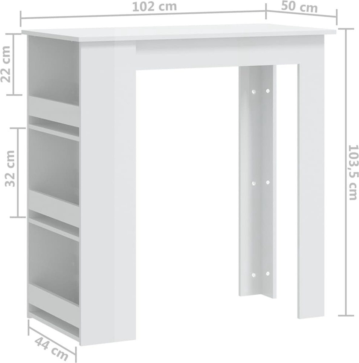 vidaXL - Bartafel - Wit - MDF | Leen Bakker