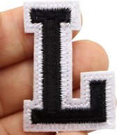 Alfabet Strijk Embleem Letter Patch Zwart Wit Letter L / 3.5 cm / 4.5 cm