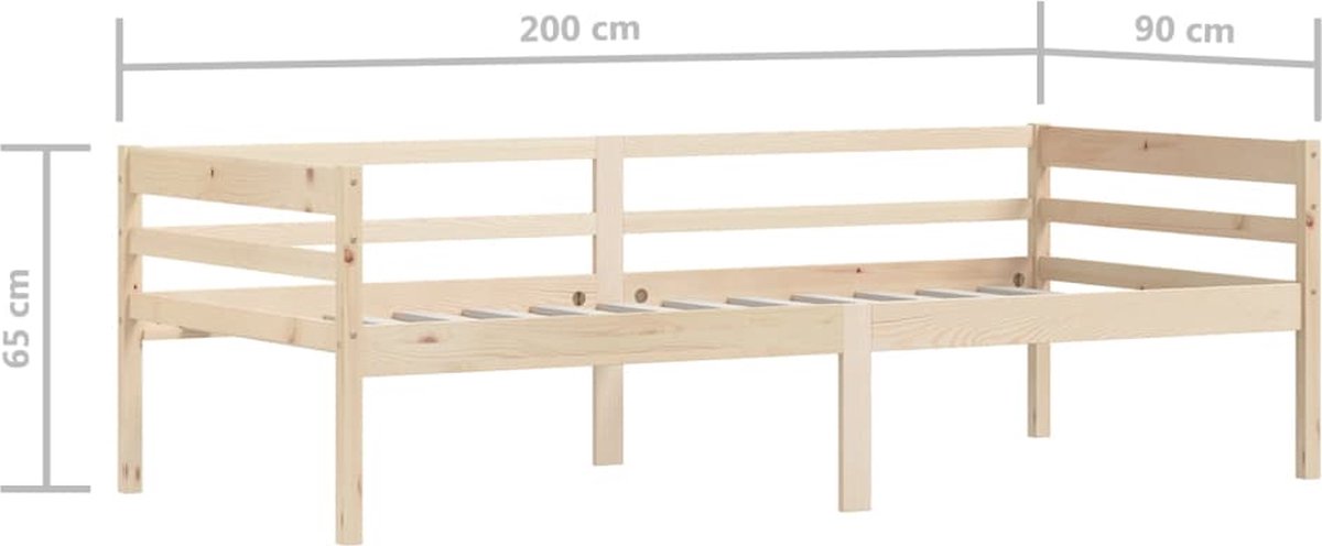 vidaXL Bedframe massief grenenhout 90x200 cm, bed frame, bed, 1-persoonsbed, bed frames, bedden, 1-persoonsbedden, eenpersoons bed, eenpersoons bedden