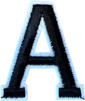 Alfabet Strijk Letter Embleem Patches Zwart Wit Dun Randje Letter A / 4 cm / 5 cm