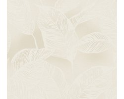 GROTE BLADEREN BEHANG | Floraal - Beige Wit - A.S. Création Natural Living D`eco