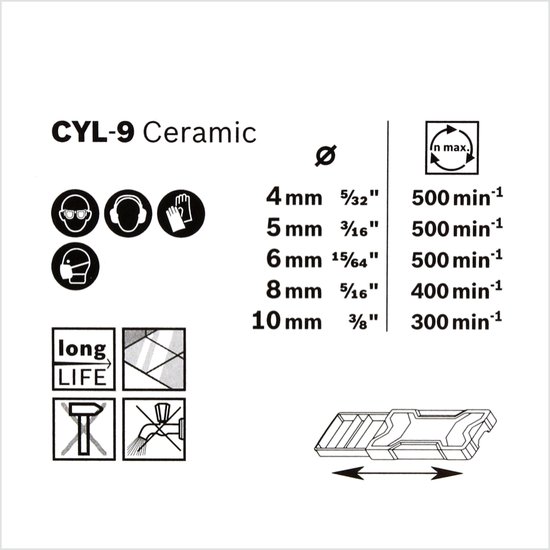 Mèche CYL-9 pour carrelages et céramiques 6mm BOSCH