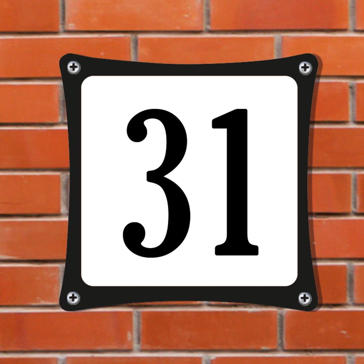 Decoporta Huisnummerbord Emaille-Look - Nummer 31 - Standaard - 10 x 10 cm | incl. schroeven