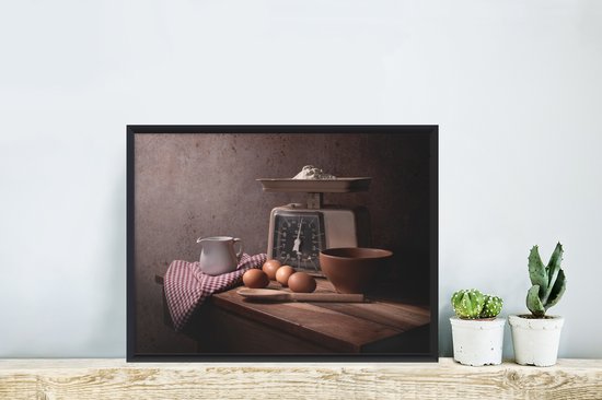Cadre photo avec poster - Nature morte - Cuisine - Balance - Œufs - Cuisine - 40x30 cm - Cadre poster