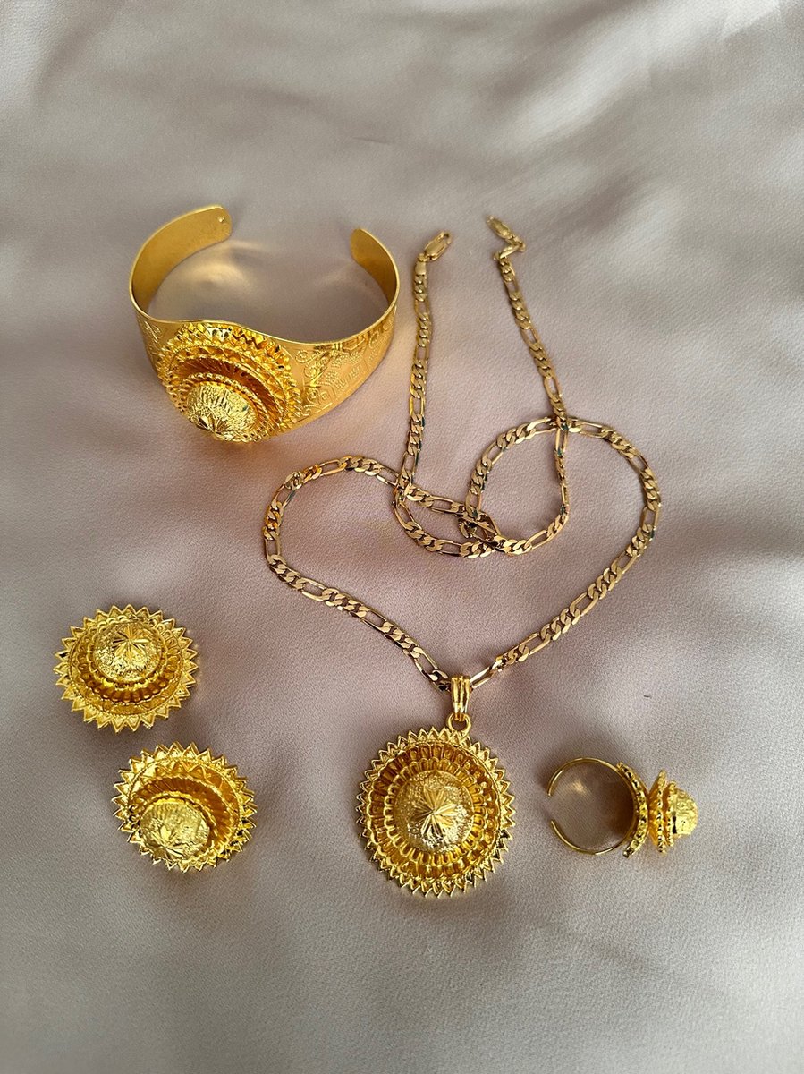 Ethiopische Eritrese bruidssieraden, pure goudkleur, 4 sets Habesha-sieraden, Ethiopian jewelry ,Eritrean jewelry