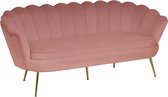 Bank Chanelle Roze - Velours - Breedte 180 cm - Zithoogte 44 cm - Zitdiepte 54 cm