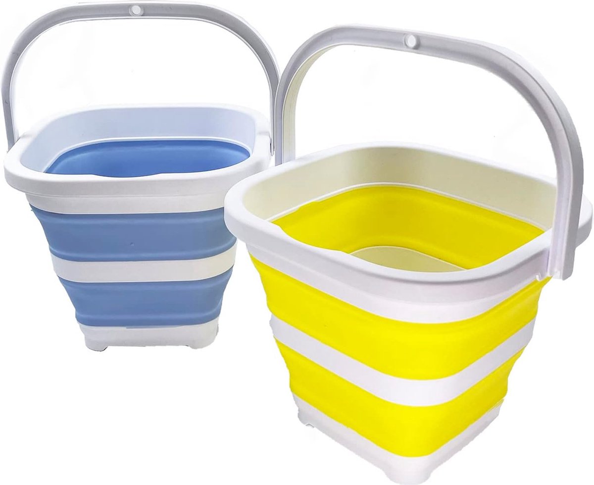 Goedkoopste Opvouwbare rechthoekige praktische mand/emmer (babyblauw citroen (set van 2