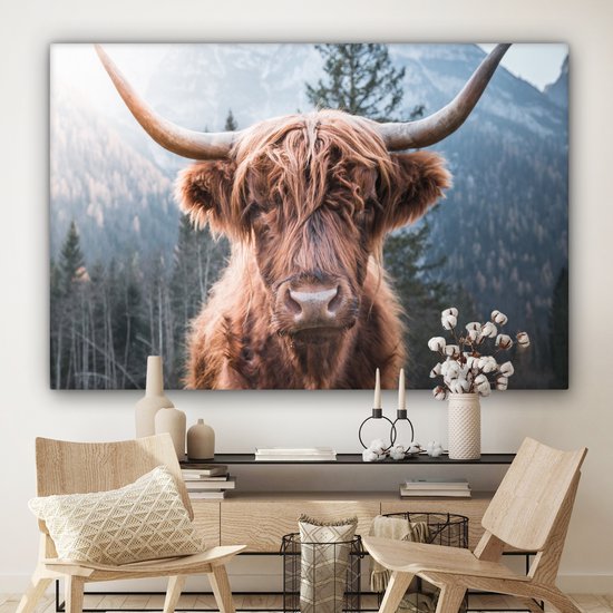 Peinture sur toile - Highlander écossais - Vache - Animaux - Berg - Peintures sur toile - Décoration murale - Tableau sur toile - 150x100 cm