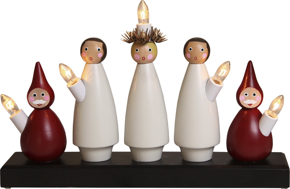 Star Trading sierlamp 'Luciakör', hout, rood-wit