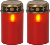 Star Trading LED-graflamp met timer | Grafkaarsen LED met batterij | Grafkaars LED set van 2| Graflicht LED | Grafverlichting LED met timer | Grafkaarsen rood | LED-grafkaarsen buiten| LED-kaarsen rood
