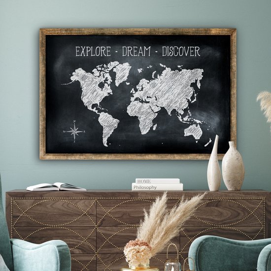 Design wereldkaart Canvas Prikbord in brons | Gepersonaliseerd – Breuers Weltkarten