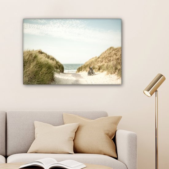 Toile Peinture Plage - Dune - Ciel - 60x40 cm - Décoration murale