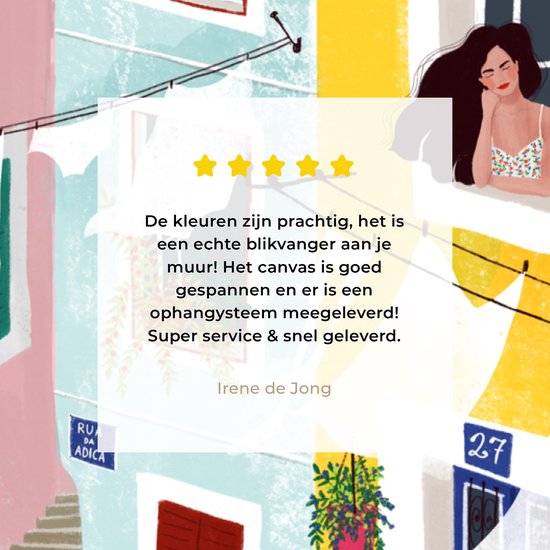 Tableau toile Rue - Wax - Jaune - Femme - 60x90 cm - Décoration murale