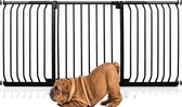 Bettacare Elite Hondenhek Assortiment, 170cm - 179cm (72 opties beschikbaar), Mat Zwart, Druk Montage Hek voor Honden en Puppy's, Huisdier en Hond Barrière, Eenvoudige Installatie