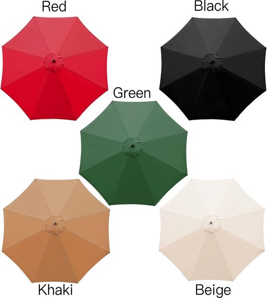 Vervangende Paraplustof, Vervangende Parasolhoes, Anti-ultraviolet- Overkapping, Vervangingsstof Voor Buiten, Vervangende Zonnekap (kaki, 3m, 6 Riben