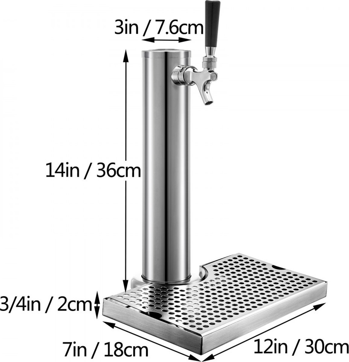 HUSPOO 2 koppen bier tap roestvrijstalen biertap installatie met compensatorkraan & lekbak, dubbele tappen drankdispenser voor bars, woningen, hotels en restaurants