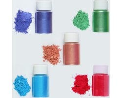 DW4Trading Epoxy Pigment Poeder 5 Kleuren van 10 gr Per Potje - Mica Kleurstof - Geschikt Voor Kaarsen, Zeep, Giethars, Sieraden - Set nr. 13