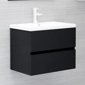 The Living Store Meuble vasque avec évier intégré en aggloméré noir - Meuble de salle de bain