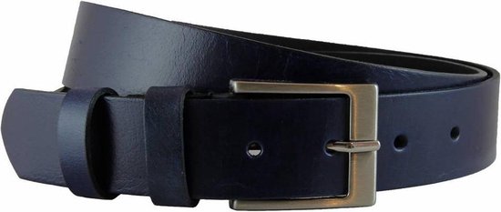 Houtkamp Blauwe Leren Jeans Riem voor Dames en Heren - Unisex Ceintuur - 38 mm breed - Broekriem Leer - Blauw - Riemmaat 115