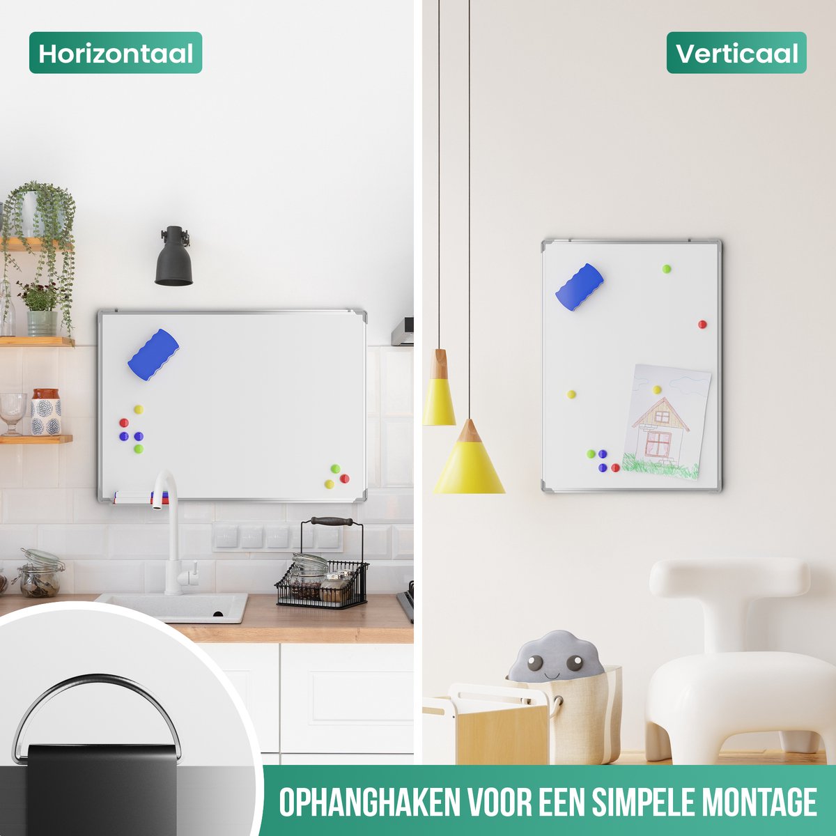 Avalo Whiteboard 60x90 cm - 14 in 1 set - Whiteboard Magnetisch inclusief Markers, Magneten & Wisser thumbnail 3