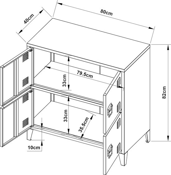 en.casa] Bureaukast Hailuoto archiefkast 75x80x40 cm lichtgrijs