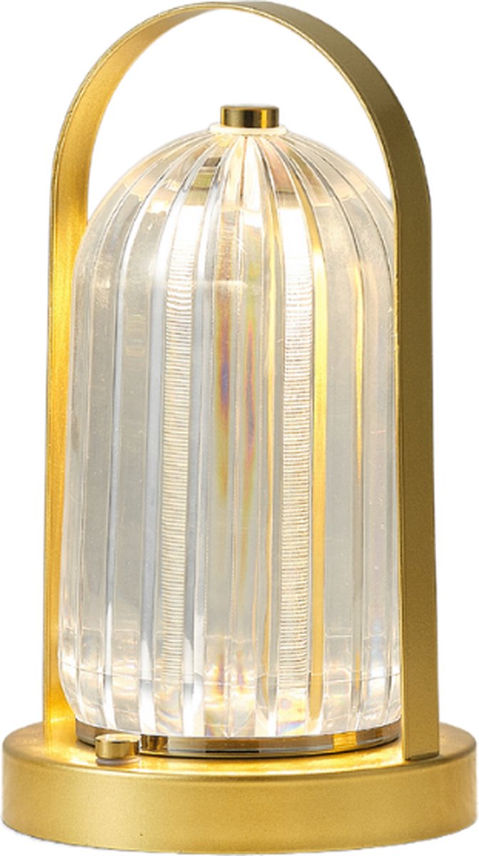 Trendup – Dimbare Tafellamp met Accu – Hoogwaardig Metalen Ontwerp – Uniek Spatwaterdicht Ontwerp Bureau Lamp met USB – Warm Witte Licht – 22 cm - Goud