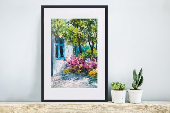 Fotolijst incl. Poster - Schilderij - Planten - Bloemen - Huis - Olieverf - 40x60 cm - Posterlijst