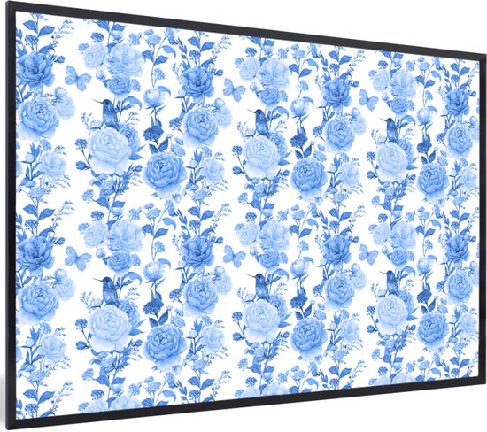 Cadre photo avec affiche - Fleurs - Roses - Blauw - 120x80 cm - Cadre pour affiche