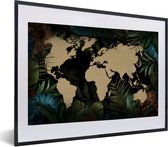 Fotolijst incl. Poster - Wereldkaart - Tropische Planten - Bladeren - 60x40 cm - Posterlijst