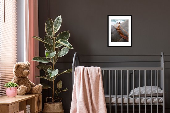 Photo en cadre - Jetty entre les rochers Ko Tao Thaïlande cadre photo noir avec passe-partout blanc petit 30x40 cm - Affiche sous cadre (Décoration murale salon / chambre)