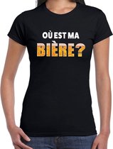 Oktoberfest Ou est ma Biere drank fun t-shirt zwart voor dames - bier drink shirt kleding L